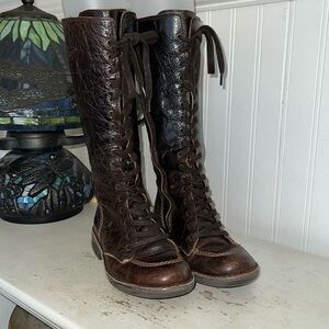 Super Cool Kickers tall leather lace up & zipper boots - size 37